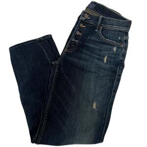 Mother The Pixie Dropout Button Fly Denim Jeans Distressed Size 24 Edgy Grunge